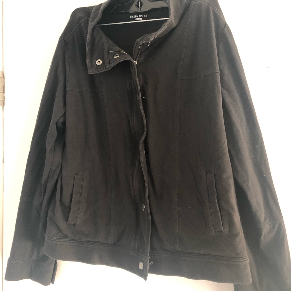Eileen Fisher black button cotton jacket